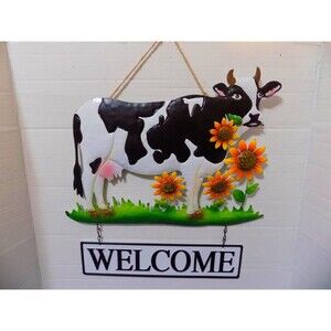 NEW Metal Welcome Cow Wall Sign Country Decor Farmhouse Wall Art